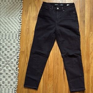 High-Waisted Black Straight Leg Jeans